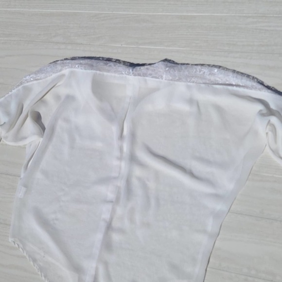 White See Through Over  sized shirt with Lace - Picture 9 of 9